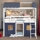 preview thumbnail 1 of 32, Twin Size Bunk Wood House Bed with Elegant Windows