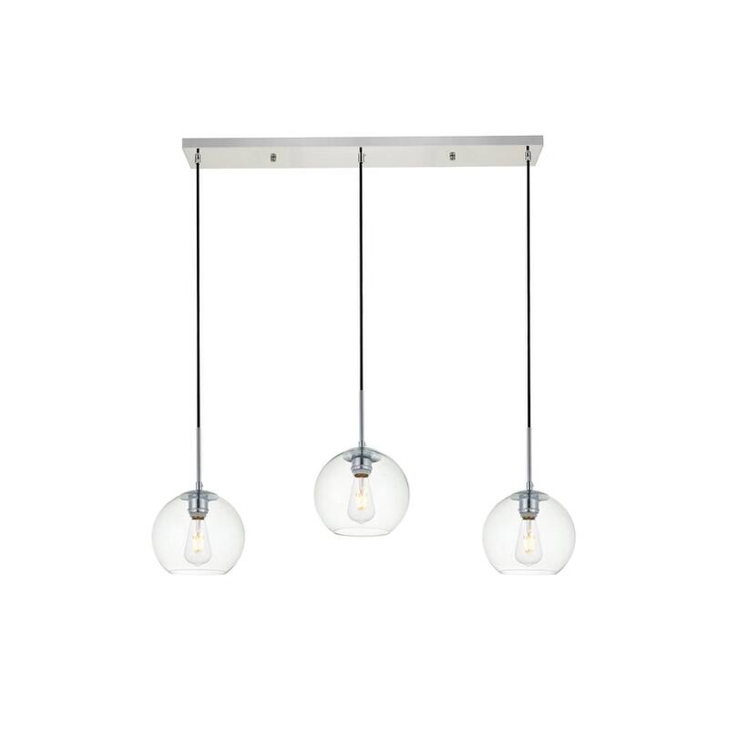Clear Spherical Glass/ Metal 3-Light 36-inch Pendant
