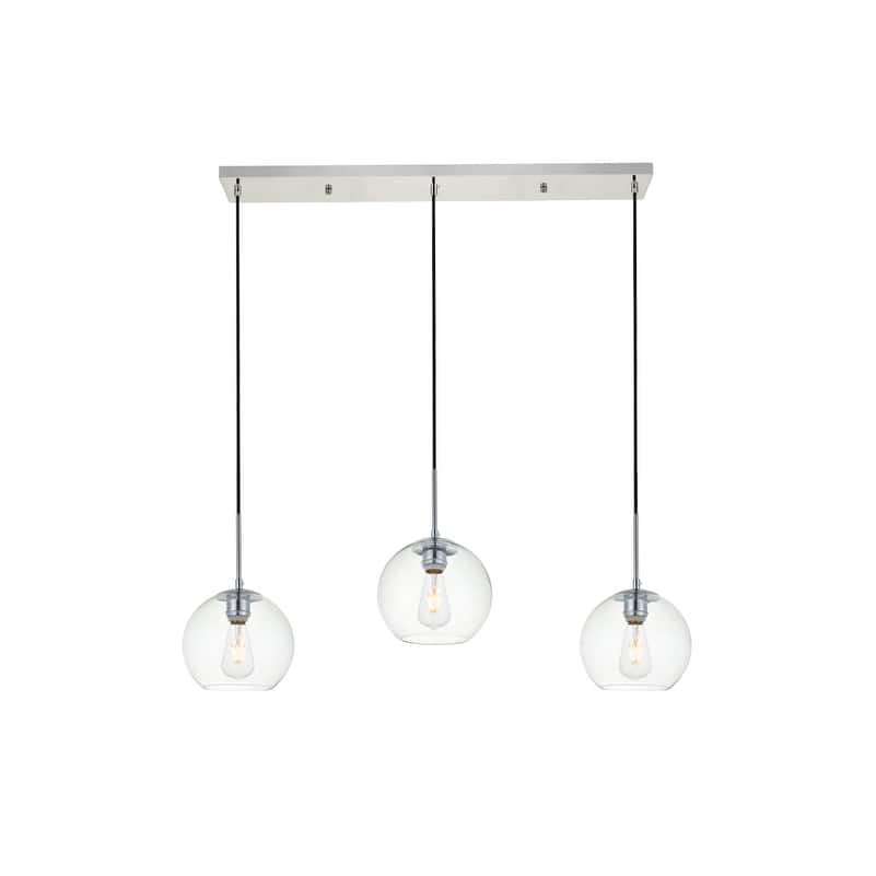 Clear Spherical Glass/ Metal 3-Light 36-inch Pendant