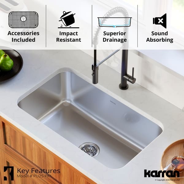 Karran All-in-One Undermount Stainless Steel 32 in. Single Bowl