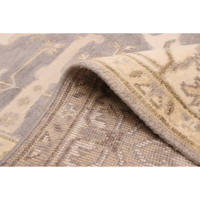 ECARPETGALLERY Hand-knotted Royal Oushak Dark Grey Wool Rug - 7'10 x 10'1