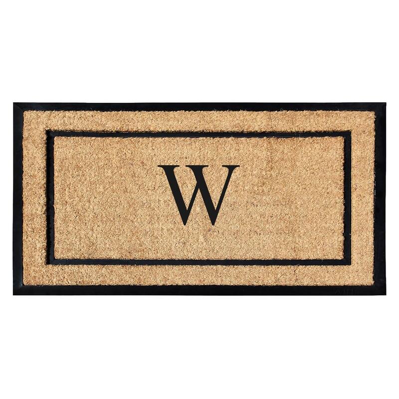 A1HC Natural Coir Monogrammed Door Mat for Front Door, Durable Large Outdoor Rug, Heavy Duty Welcome Doormat - 24" X 48" - W
