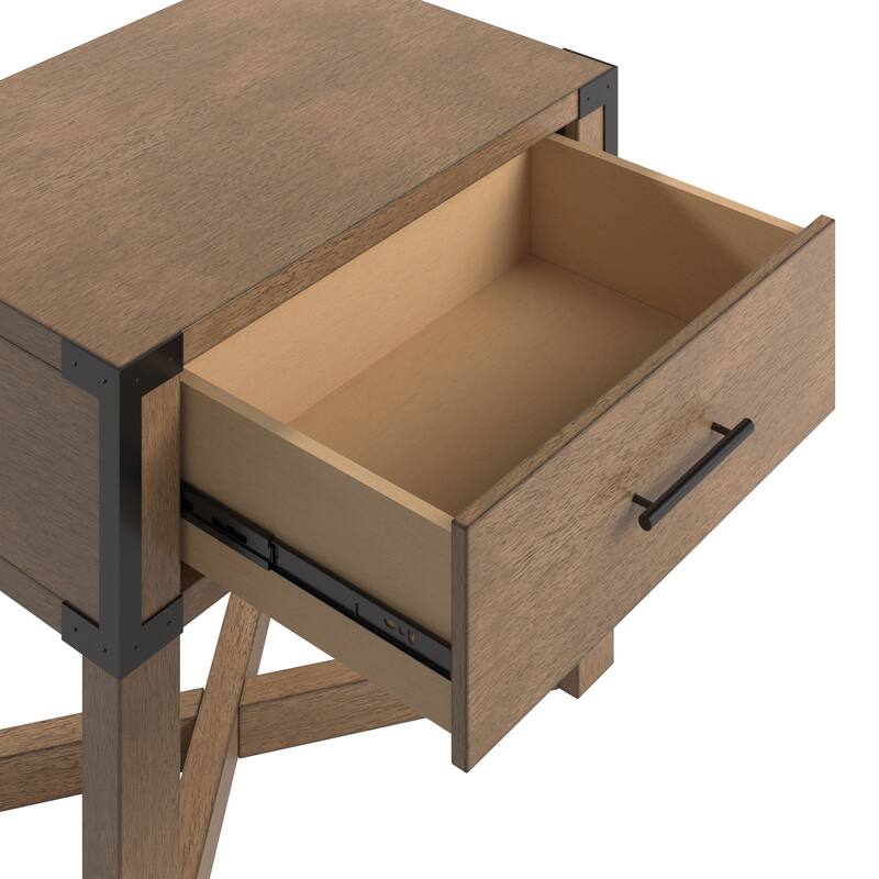 Mendocino Wood Finish X-Base End Table with Drawer by iNSPIRE Q Classic
