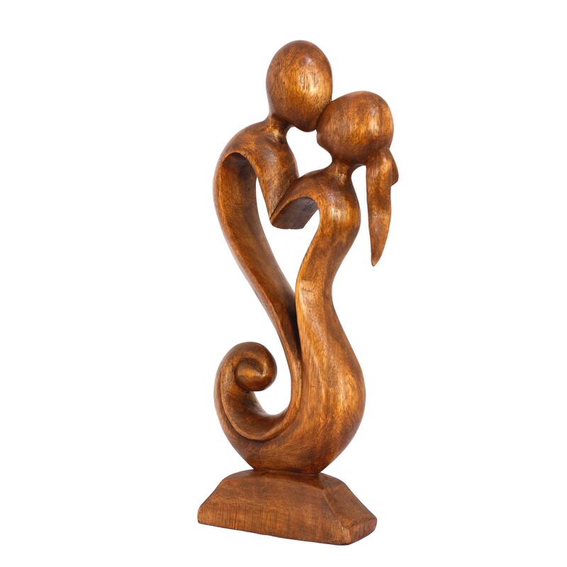 12" Wooden Handmade Abstract Sculpture Statue Handcrafted "Eternal Love" Gift Home Decor Figurine Decoration Hand Carved