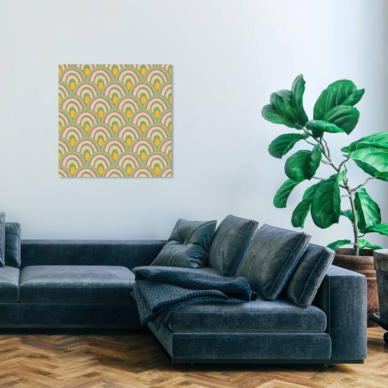 Wynwood Studio Canvas Abstract Hello Dear Garden Green and Light Pink Wall Art Canvas Print