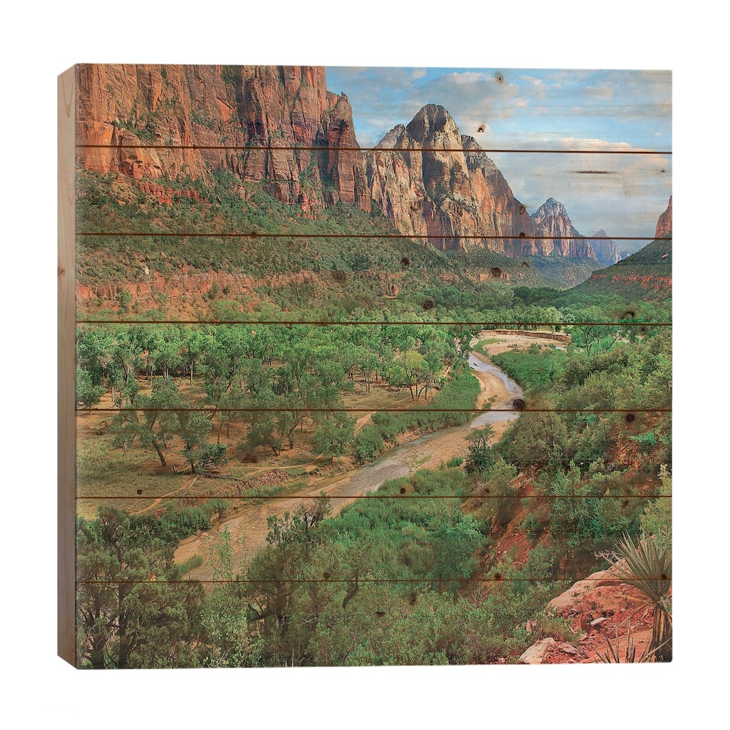 Virgin River, Zion National Park, Utah Print On Wood by Tim Fitzharris - Multi-Color