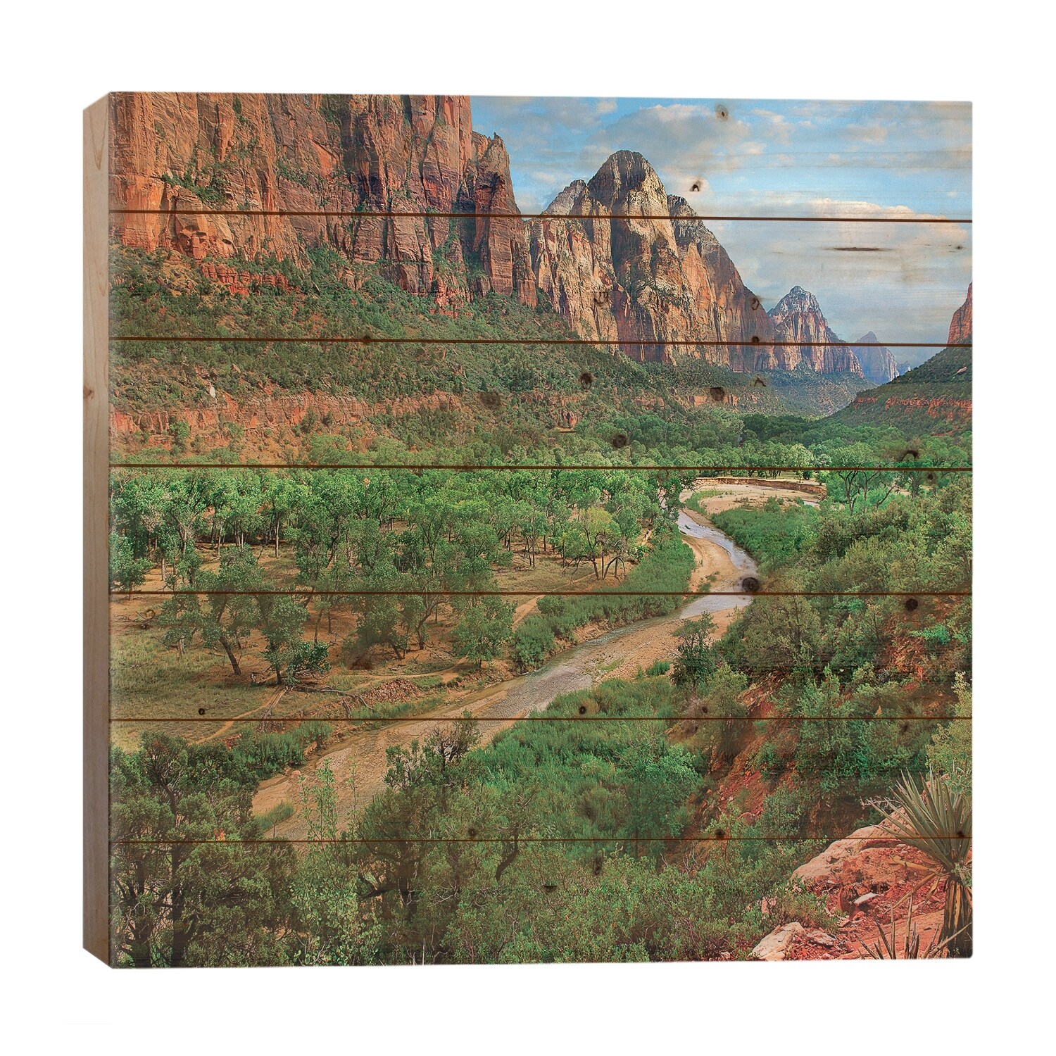 Virgin River, Zion National Park, Utah Print On Wood by Tim Fitzharris - Multi-Color