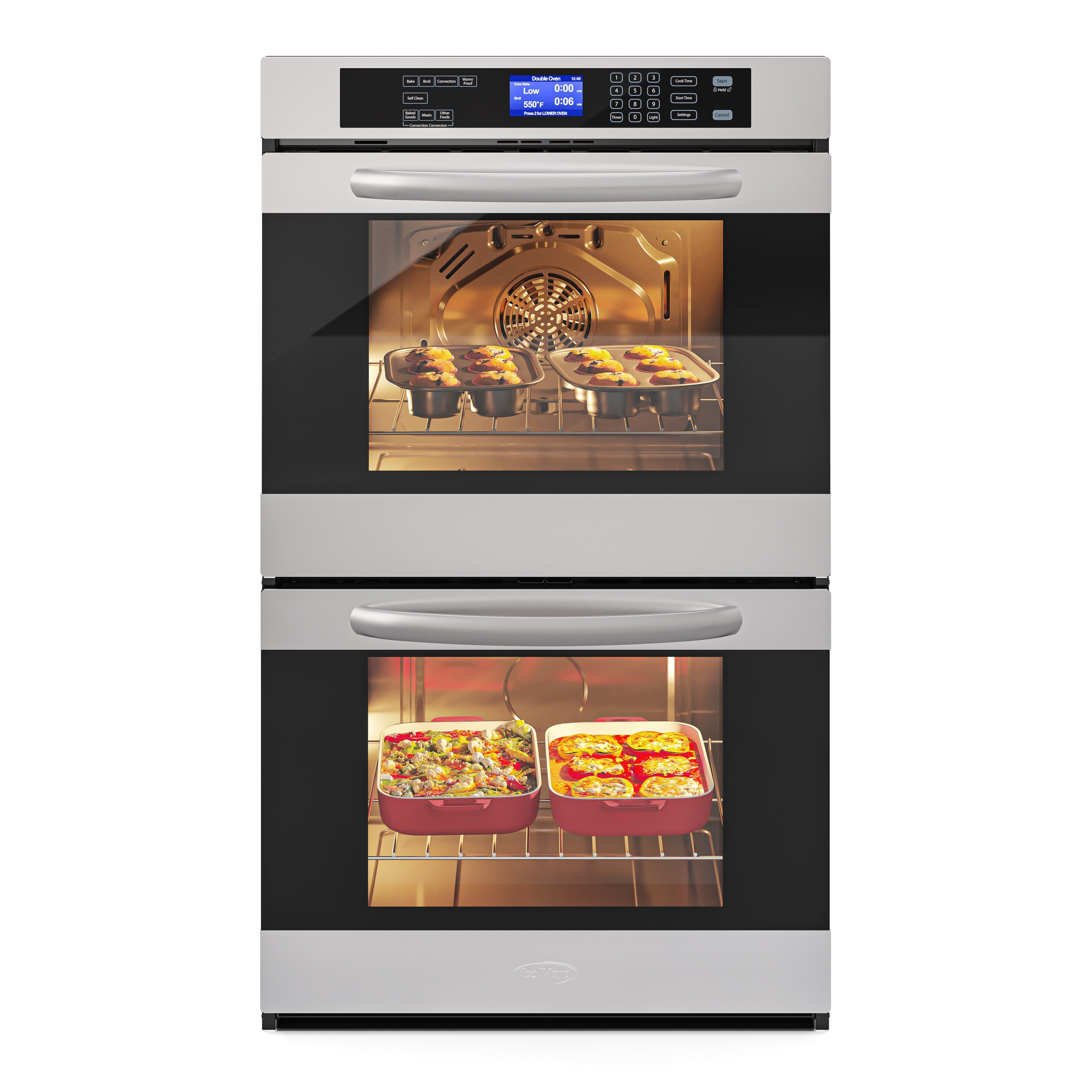 KoolMore 30 in. Double Electric Wall Oven With Rapid Convection and Self-Cleaning in Stainless Steel