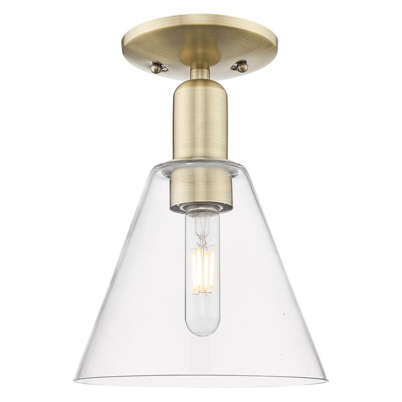 Innovations Lighting Endless Possibilities Arcadia - Berkshire Glass - 1 Light 8" Semi-Flush Mount - Antique Brass/Clear