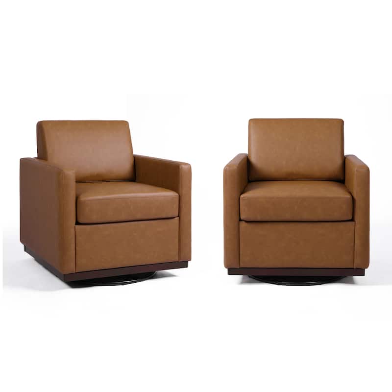 Set of 2 Modern Swivel Accent Armchairs Upholstered Arm Chairs