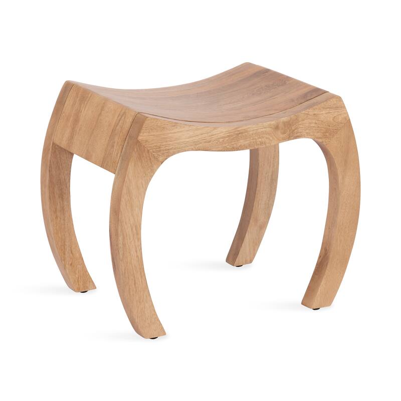 Kate and Laurel Loviisa Wood Ottoman and Vanity Stool - 22x14x18 - Natural