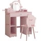 preview thumbnail 2 of 5, Kids Play Vanity Set w/Mirror & Stool Pink
