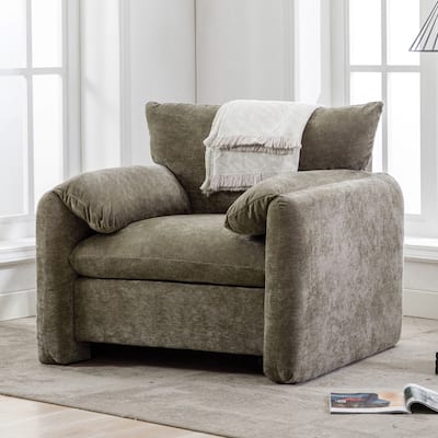 Contemporary Chenille Oversized Armchair with Wide Armrests by Harper&Bright Designs