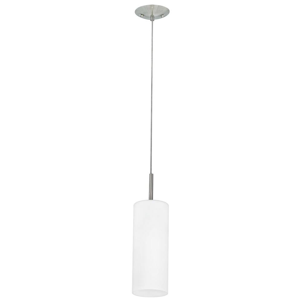 Eglo Troy 3 Matte Nickel 1-Light Mini Pendants with White Glass