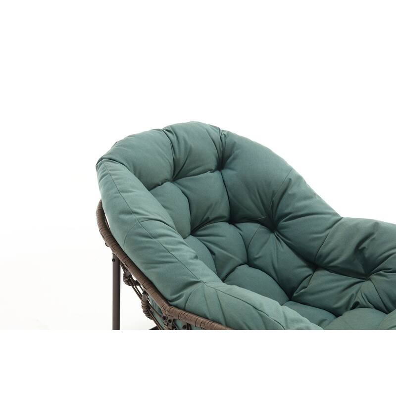 Premium Oversized Rattan Rocking Chair with Padded Cushion - Comfortable Recliner for Indoor & Outdoor Relaxation