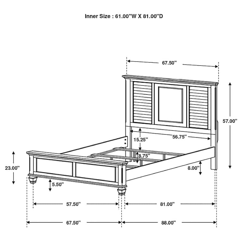 Franco Farmhouse Wood Panel Bed with Turned Leg