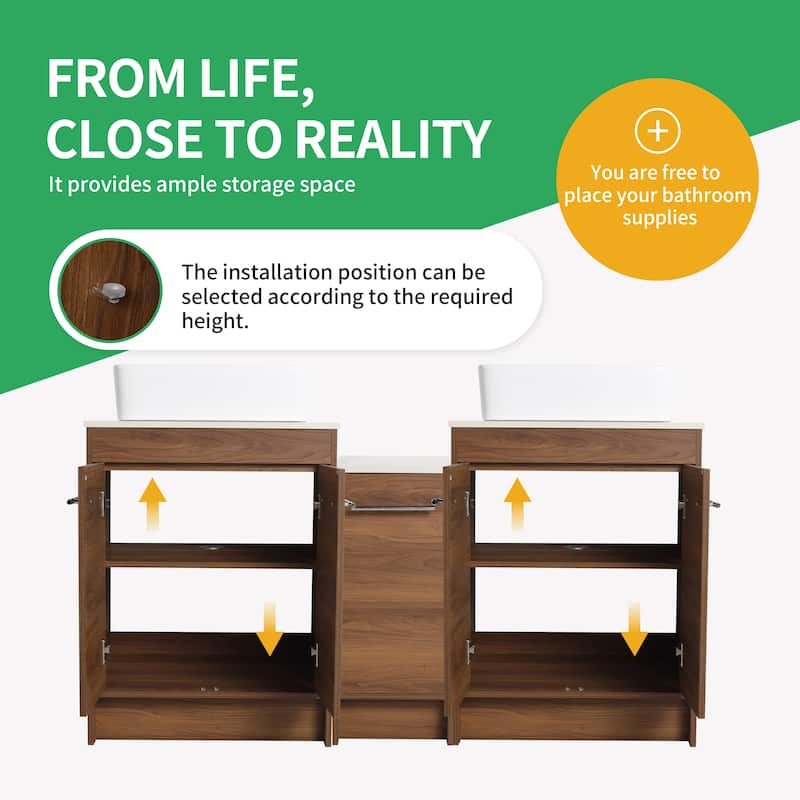BNK 24/36/48/60 Inch Bathroom Vanity with Sink, Freestanding Bathroom Vanity with Soft Close Doors and Adjustable Shelf