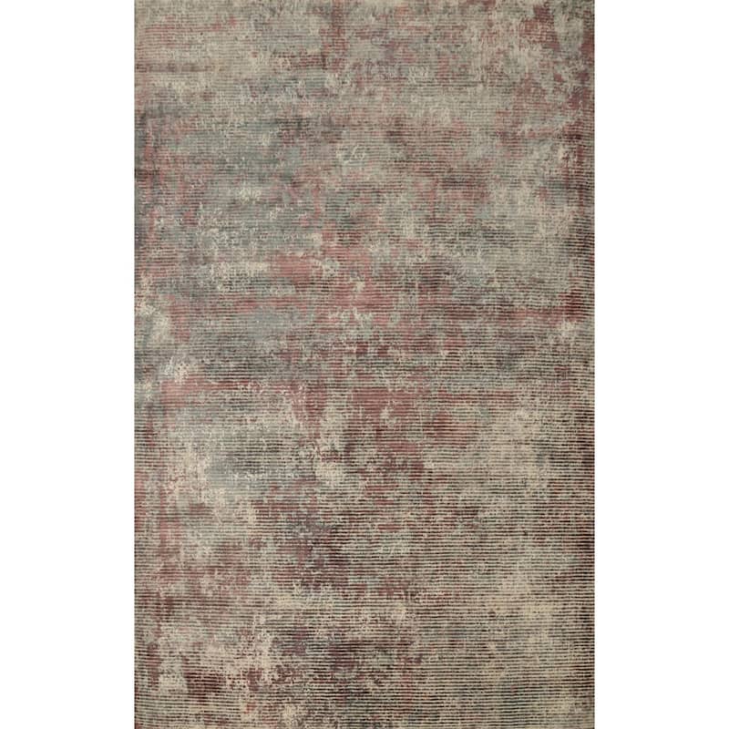 Hand Knotted Oriental Viscose Silk Carpet Modern Abstract Multi-Colored Abstract Area Rug - 7' 6'' X 5' 5''