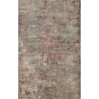 Hand Knotted Oriental Viscose Silk Carpet Modern Abstract Multi-Colored Abstract Area Rug - 7' 6'' X 5' 5''
