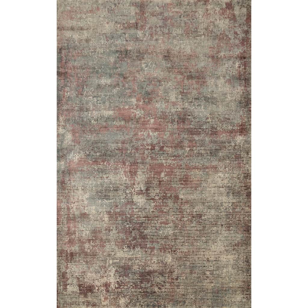 Hand Knotted Oriental Viscose Silk Carpet Modern Abstract Multi-Colored Abstract Area Rug - 7' 6'' X 5' 5''