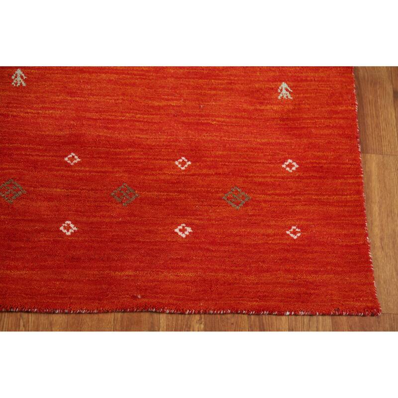 Orange Gabbeh Indian Rug Handmade Modern Wool Carpet - 4'7" x 6'5"