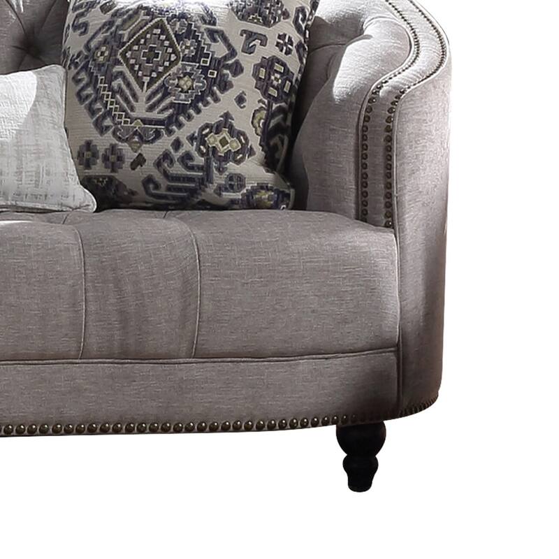 Charita Light Grey Button-Tufted Loveseat