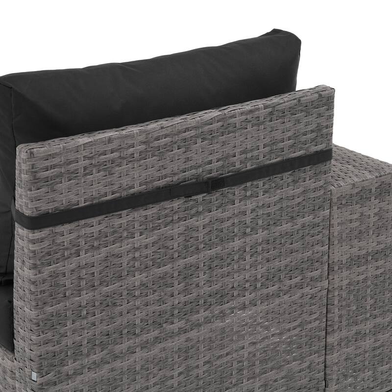 7-Piece 5 Person Patio Free Combination Wicker Conversation Set With Waterproof Cushions and Firepit Table