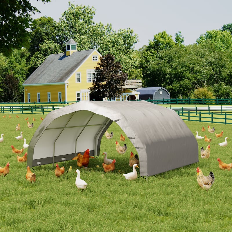 Silver-Gray Steel-Framed Outdoor Tool Sheds Canopy, Waterproof, Resists Tear, UV & Corrosion