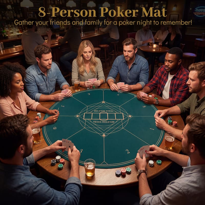 Gymax Round Poker Mat for Texas Hold'em 40'' 3 mm Rubber Foam for - Green