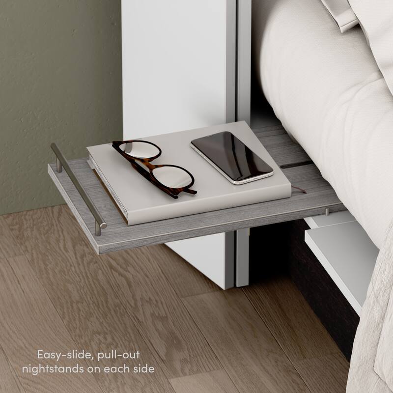 Bestar Borealis 57W Full Murphy Cabinet Bed with Pullout Drawer