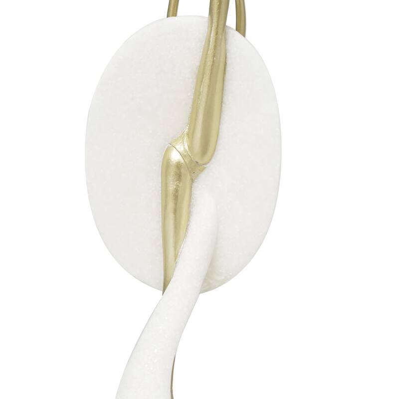 Cream Polystone Ballet Dancer Decorative Sculpture with Gold Accents