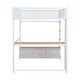 preview thumbnail 9 of 28, LED Design Full Size Metal Loft Bed with Desk,Open Wardrobe and 3 Linen Storage Drawers