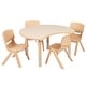 preview thumbnail 1 of 8, 25.125"W x 35.5"L Crescent Plastic Adjustable Kids Table Set - 4 Chairs Natural