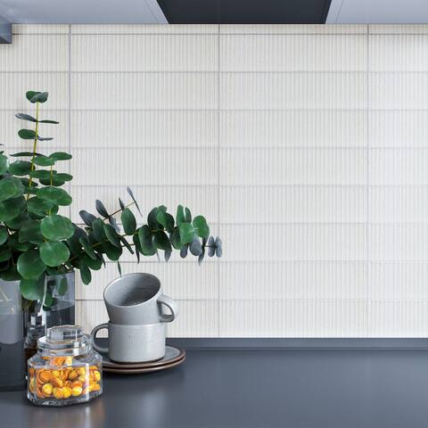 TileGen. Soldeu 3" x 12" Ceramic Subway in Soft White Wall Tile (25 tiles/6.03 sqft.)