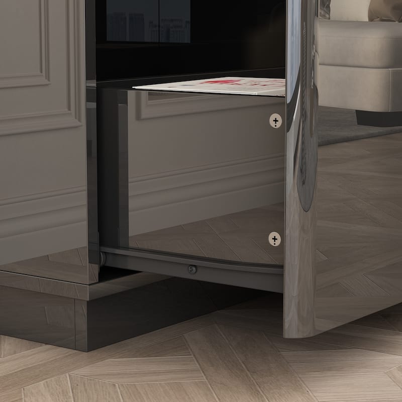 TV Stand LED Light High Gloss White TV Stand LED Entertainment Center