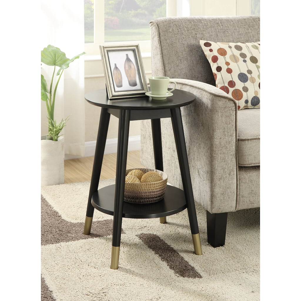 Convenience Concepts Wilson Mid Century Round End Table with Shelf