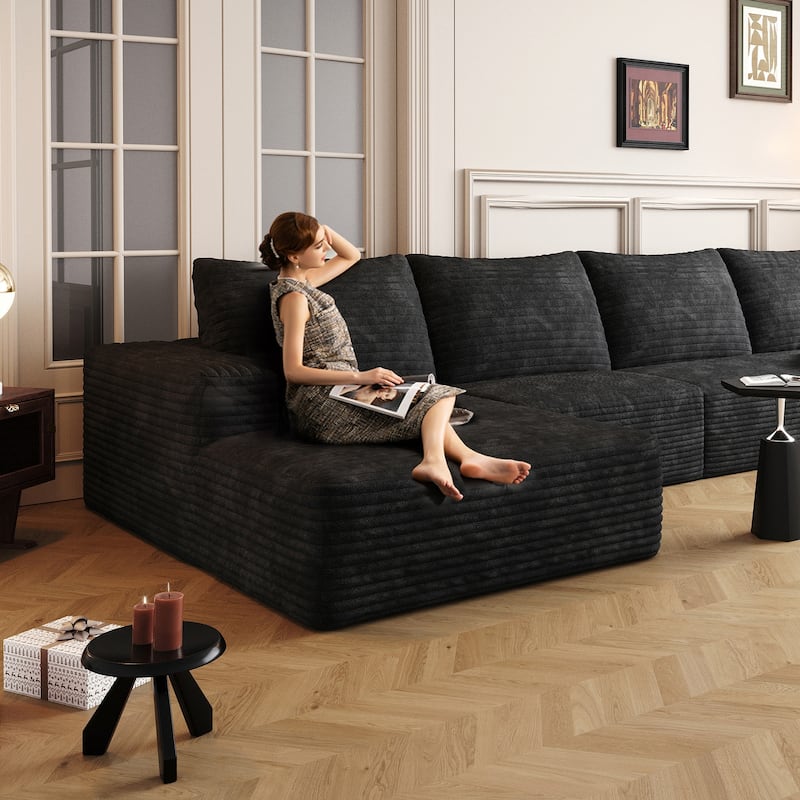 Sofa 135-in Casual Black 4 -seater Left Sectional - 8' x 10'