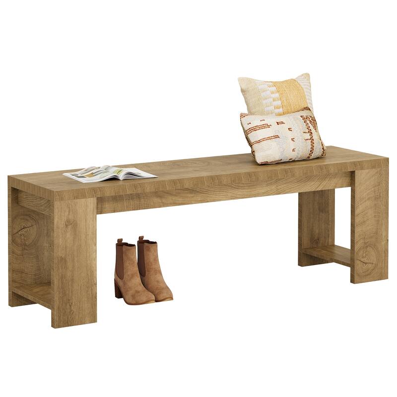 Farmhouse Wooden Entryway Bench, 47.2" Modern Shoe Bench