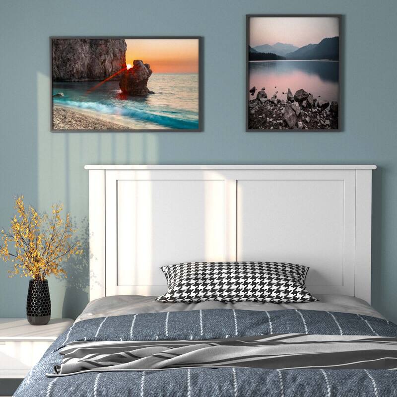 Gymax Twin Wood Headboard Flat Panel Pre-drilled Holes Height
