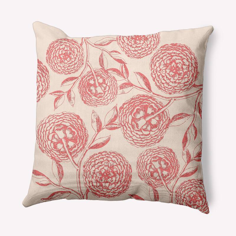 Antique Flowers Decorative Throw Pillow - Blush Coral - 16" x 16"