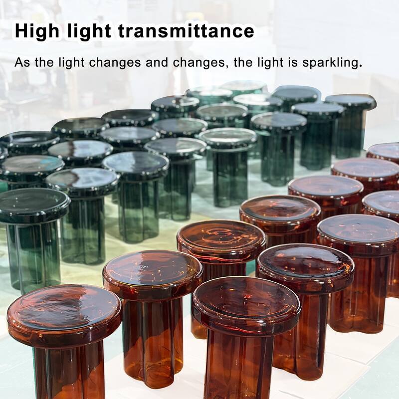 Modern Artistic Flower Glass Round Coffee Table Side Table