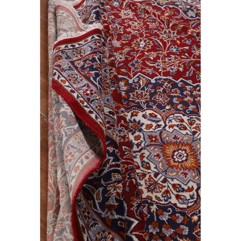 Traditional Kashan Turkish Area Rug Floral Machine-Made Carpet - 9'8" x 12'9"