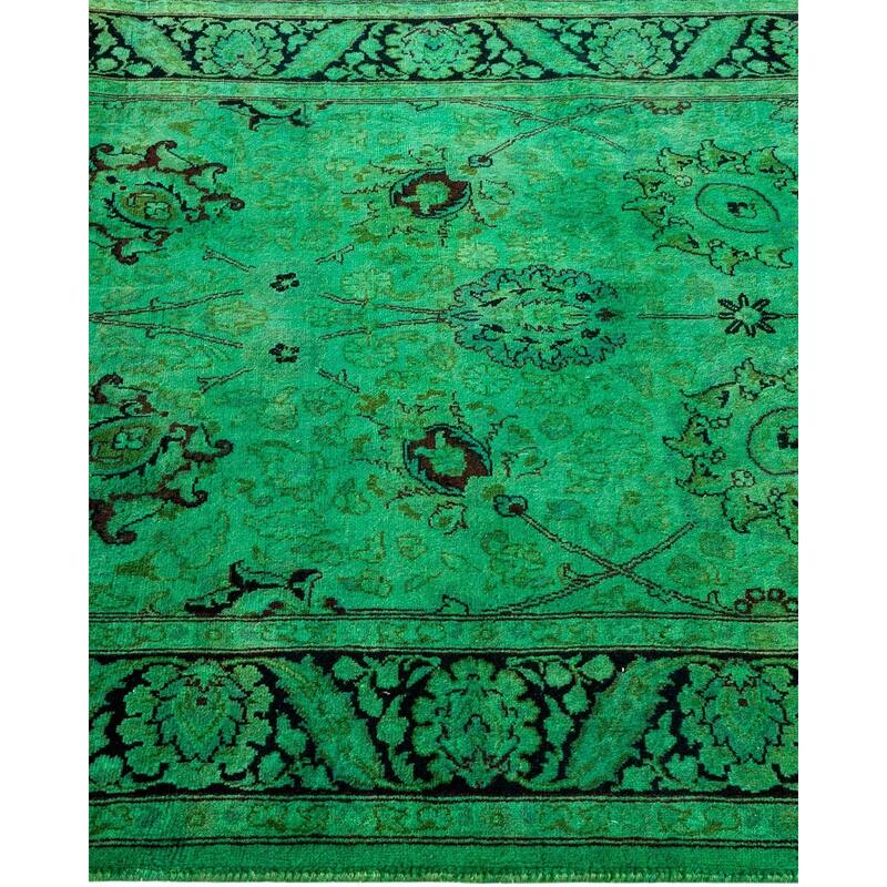 Overton Hand Knotted Wool Vintage Inspired Modern Contemporary Overdyed Green Area Rug - 3' 0" x 5' 2"
