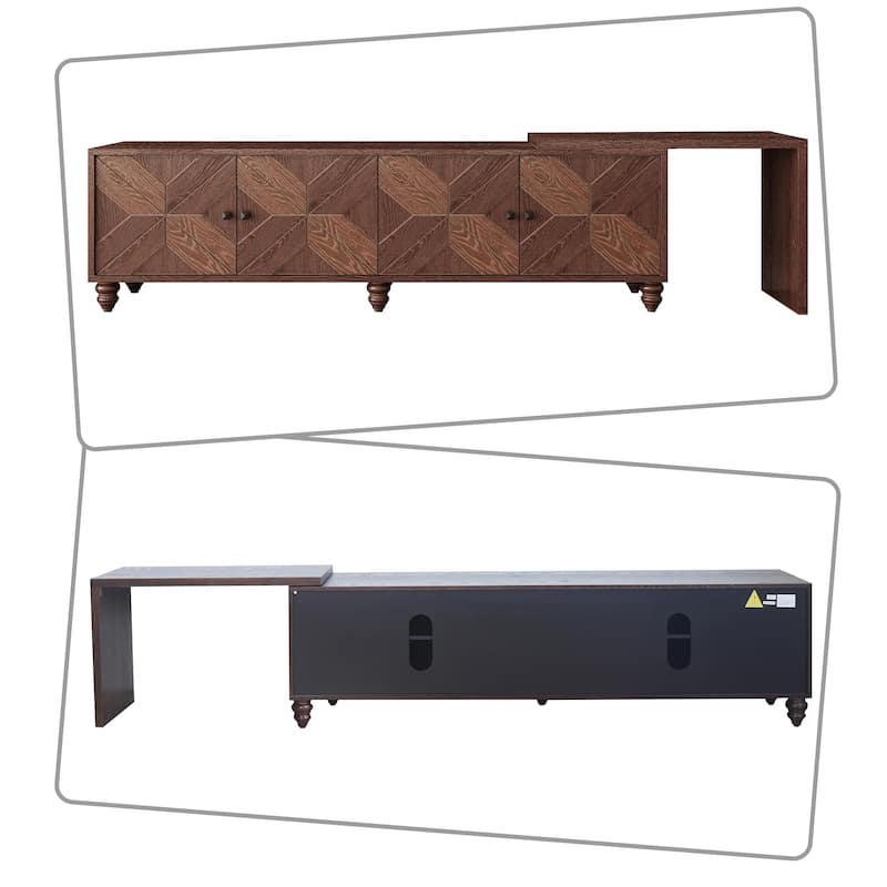 Mid-century style vintage style TV cabinet with extendable table top, Walnut