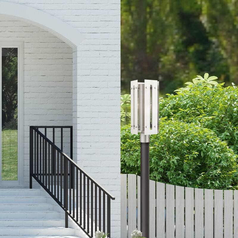 Livex Lighting 1-light Brushed Nickel Outdoor Post Top, 21776-91 - 8.625" Sq. x 20" H