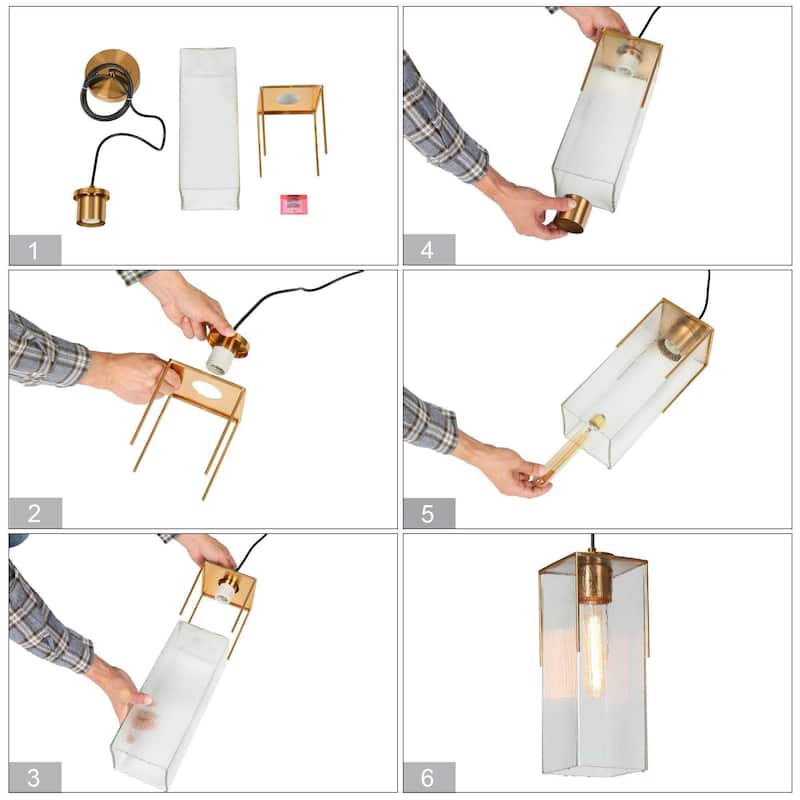 Ottilie Modern Glam Gold 1-Light Cuboid Water Ripple Glass Kitchen Island Pendant Light for Dining Room