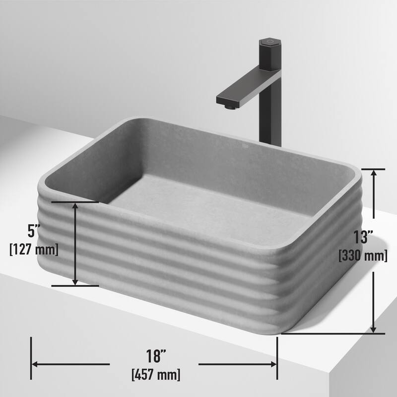 Vigo VG04076 Cadman 18" L x 13" W x 5" H Rectangular Concrete Vessel