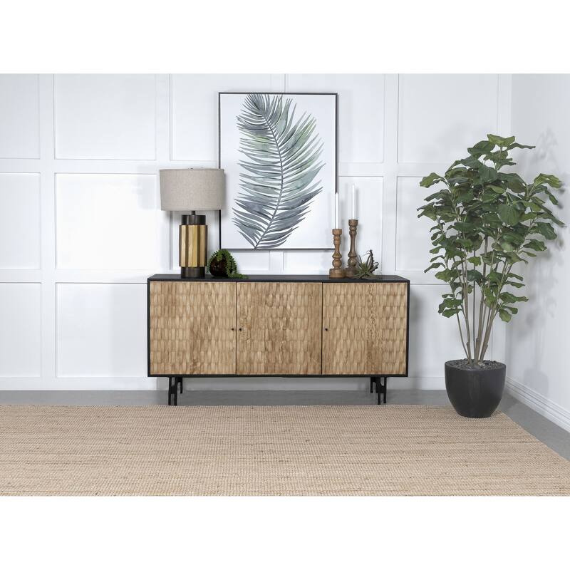 Madrid Natural and Black 3-Door Accent Cabinet