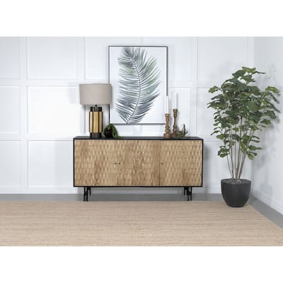Madrid Natural and Black 3-Door Accent Cabinet