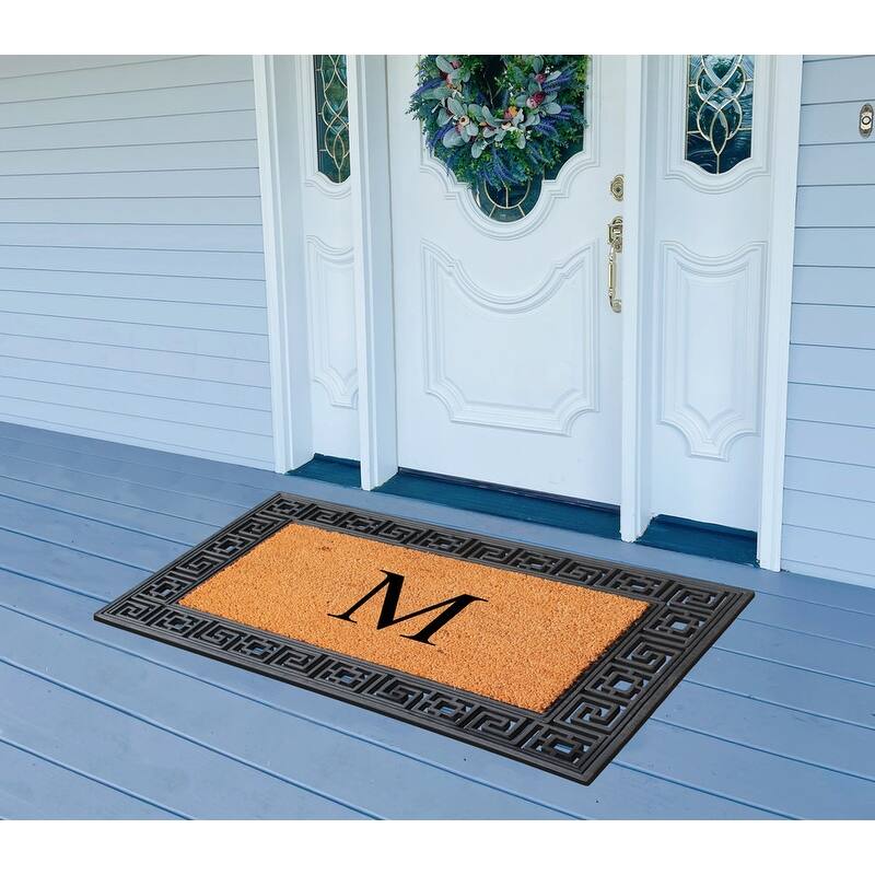 A1HC First Impression Carson Rubber and Coir 24" X 36", Heavy Duty, Easy to Clean Outdoor Monogrammed Doormat